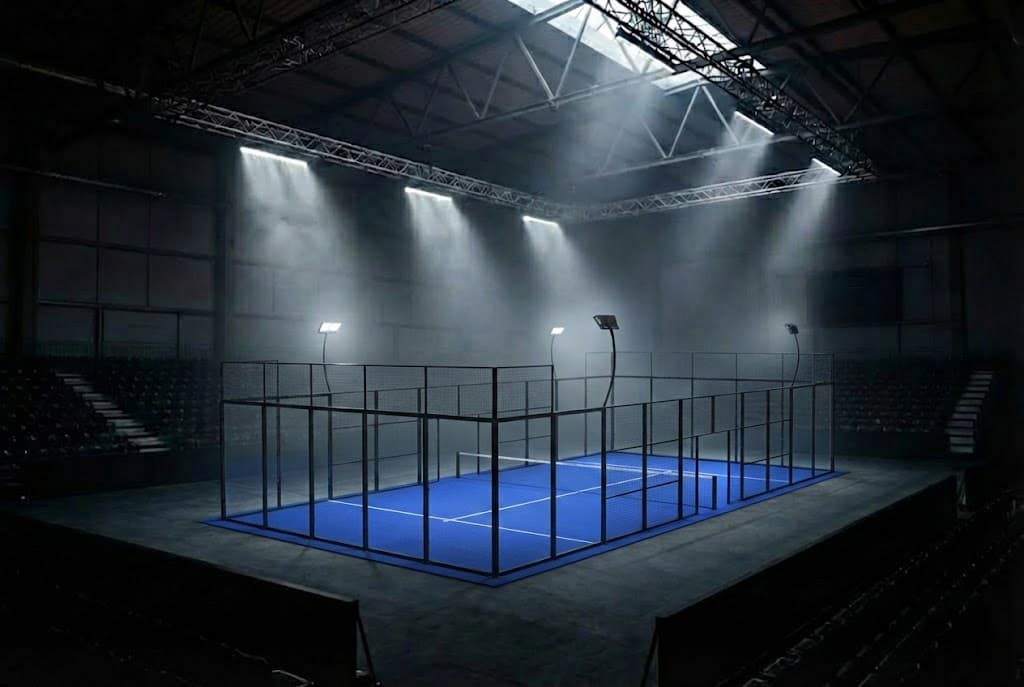 Terrain de padel classic avec structure, vitrage et gazon